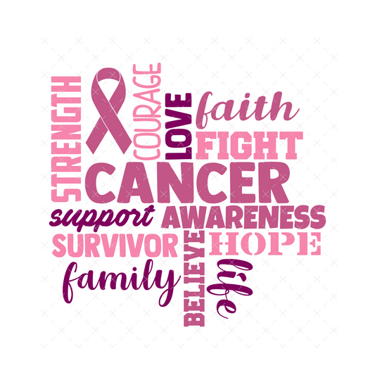 Breast Cancer Word Art- DTF Transfer