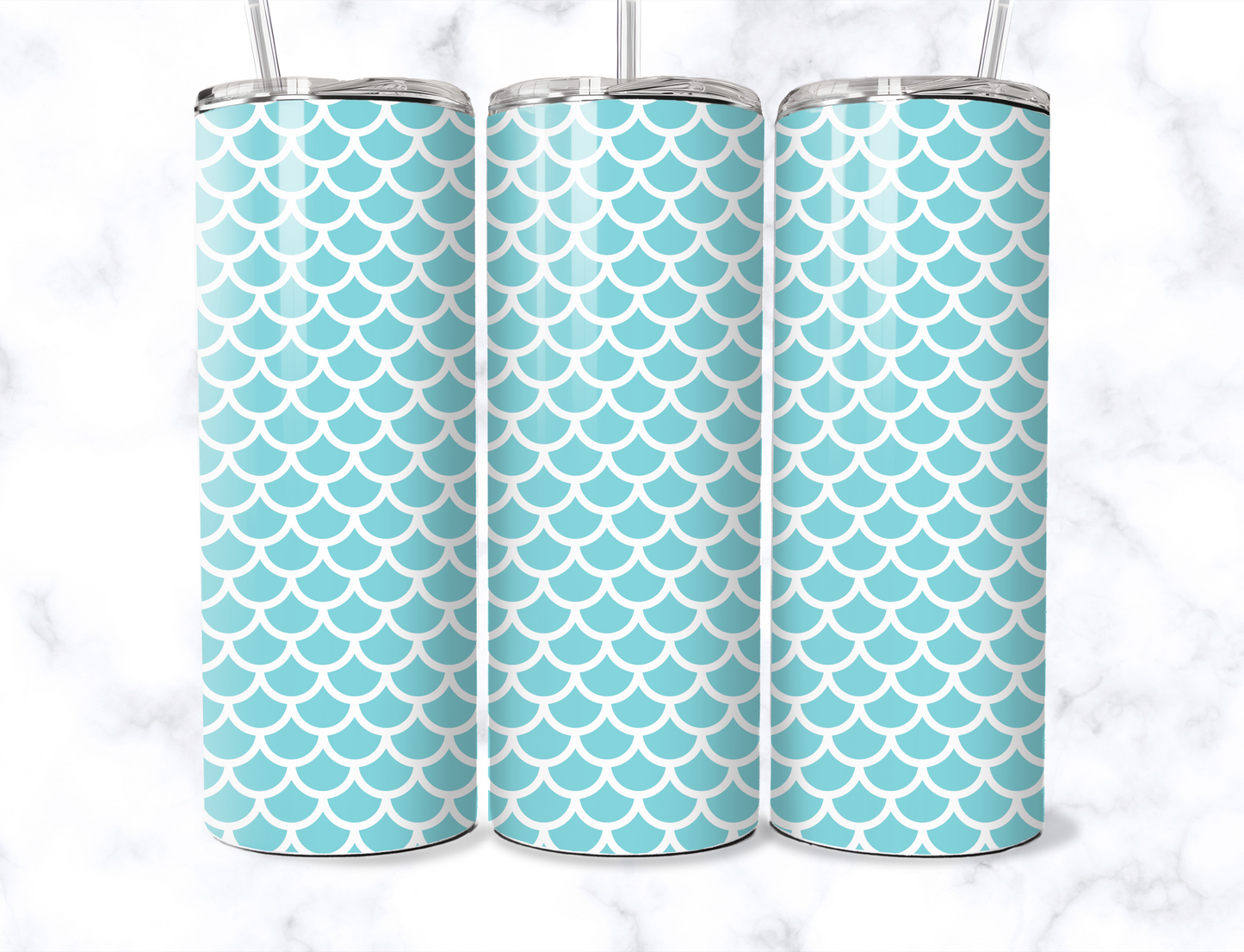 Blue Mermaid Scales Tumbler