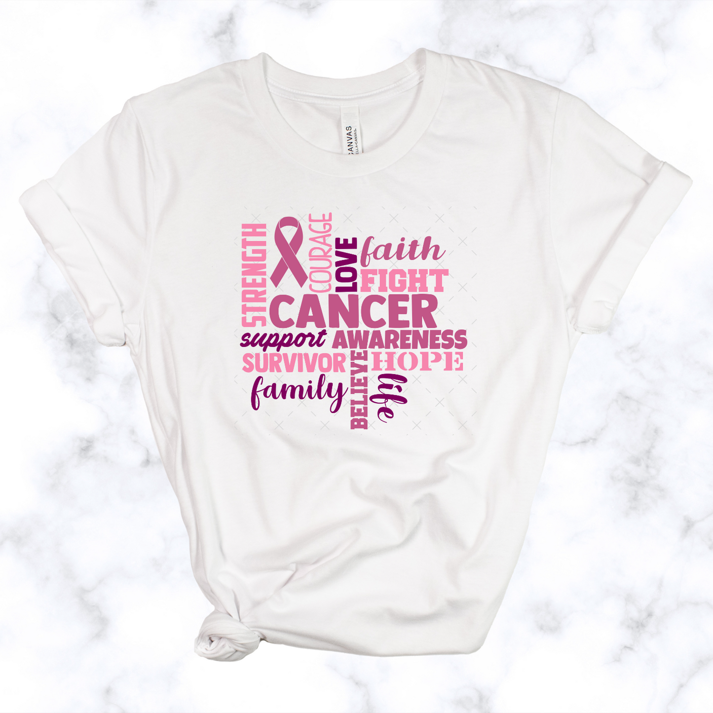 Breast Cancer Word Art Tee Youth