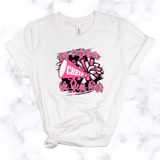 In October We Wear Pink Cheer Tee Youth