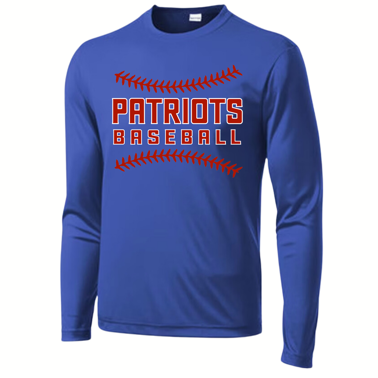 Patriots Baseball Stitching Adult Long Sleeve Dri-Wick Tee