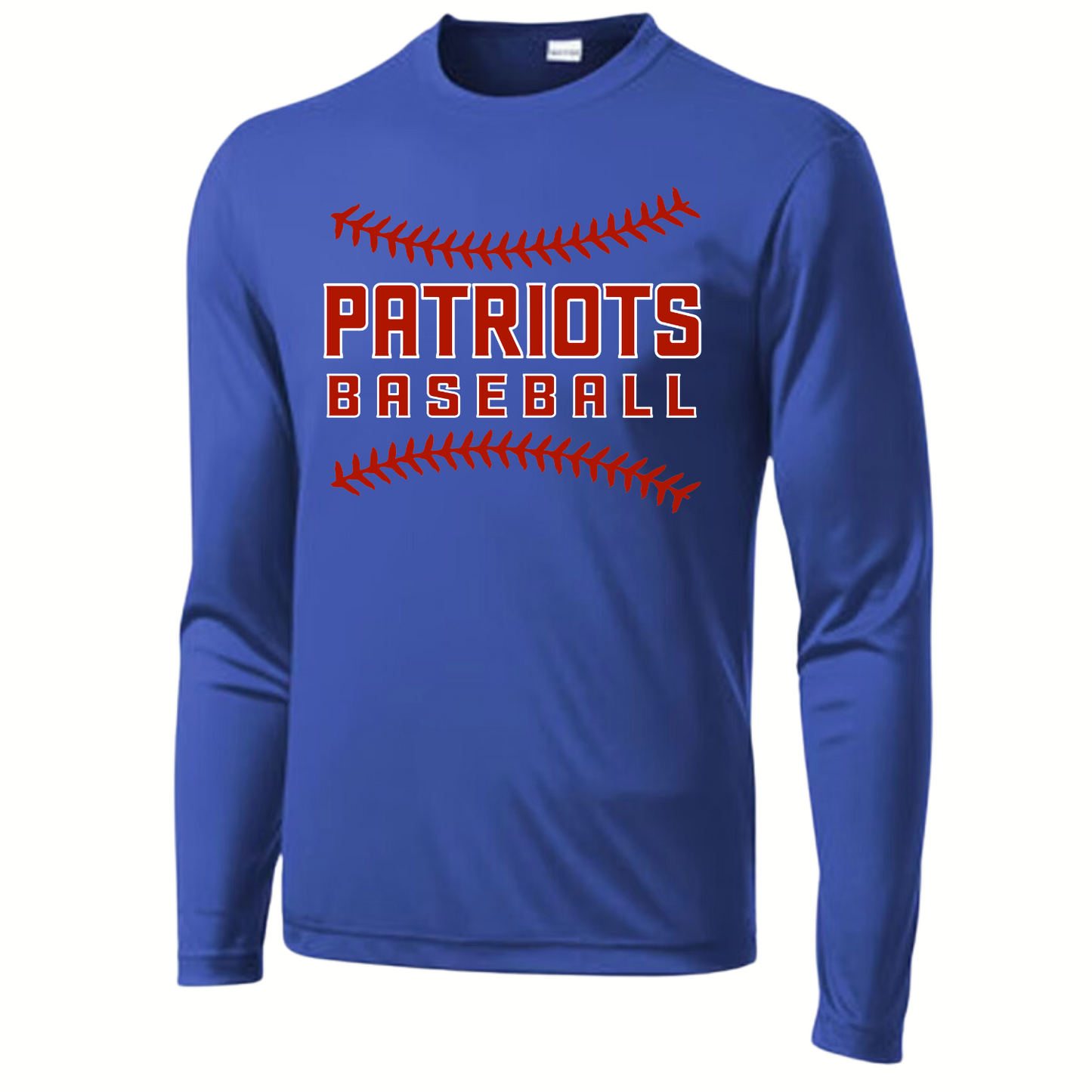 Patriots Baseball Stitching Youth Long Sleeve Dri-Wick Tee