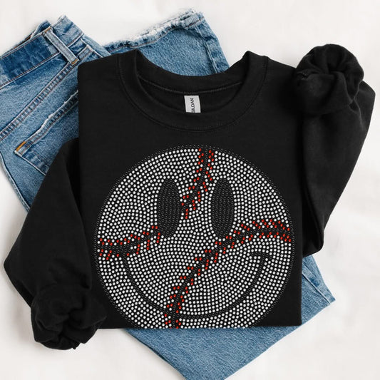 Baseball Happy Face Spangle Adult