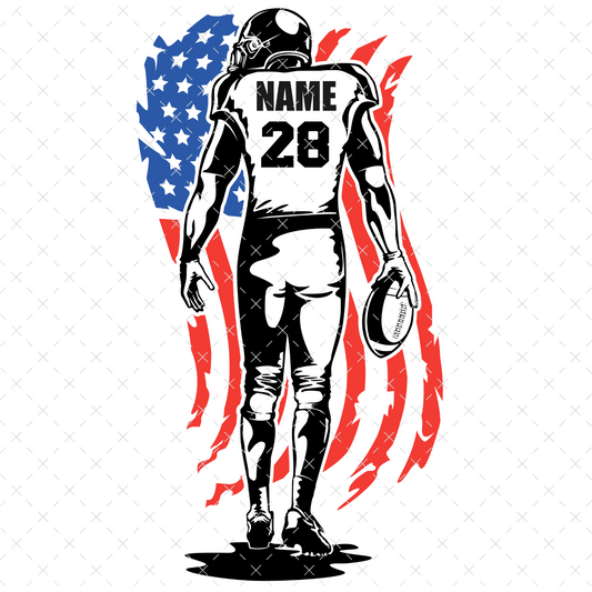 Football Player American Flag- Personalized DTF Transfer