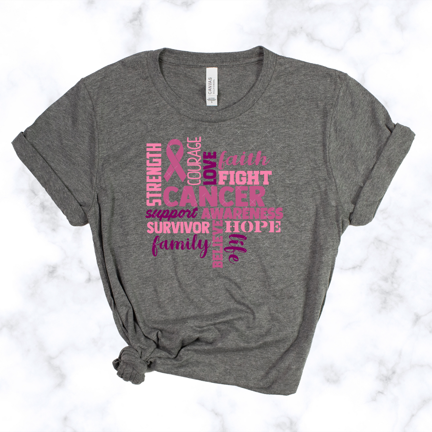 Breast Cancer Word Art Tee Youth