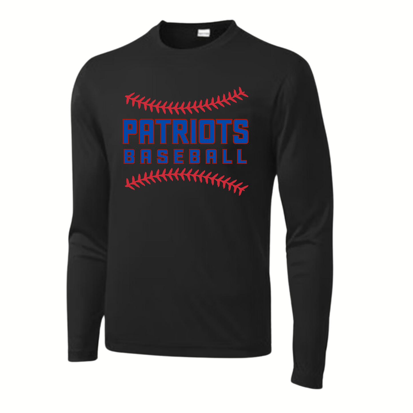 Patriots Baseball Stitching Youth Long Sleeve Dri-Wick Tee