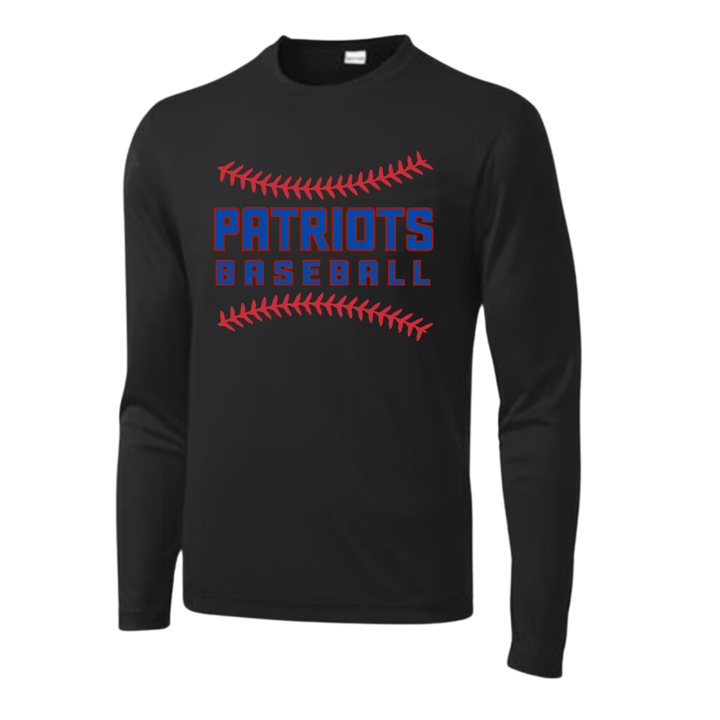 Patriots Baseball Stitching Adult Long Sleeve Dri-Wick Tee