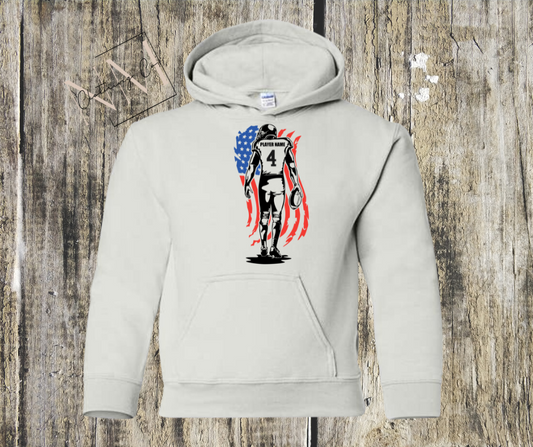 Football Player American Flag Hoodie Youth