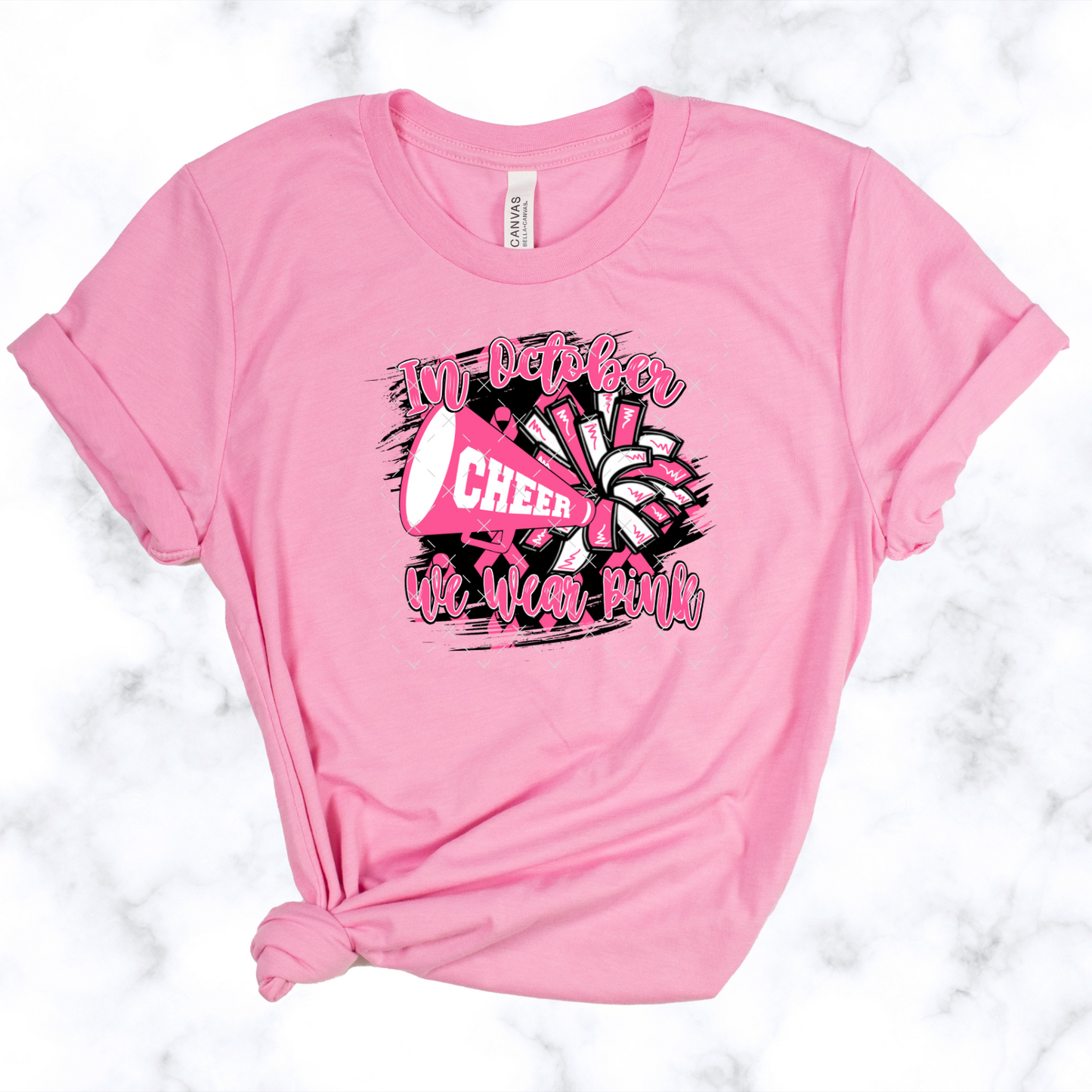 In October We Wear Pink Cheer Tee Youth