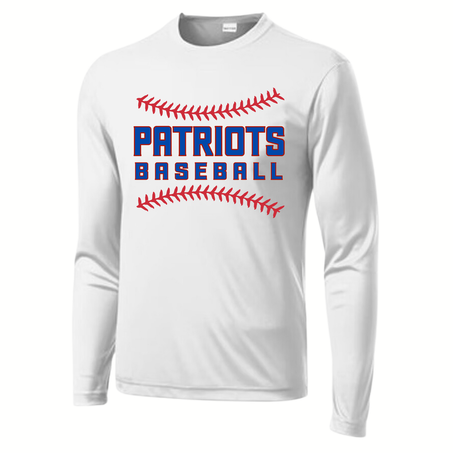 Patriots Baseball Stitching Adult Long Sleeve Dri-Wick Tee