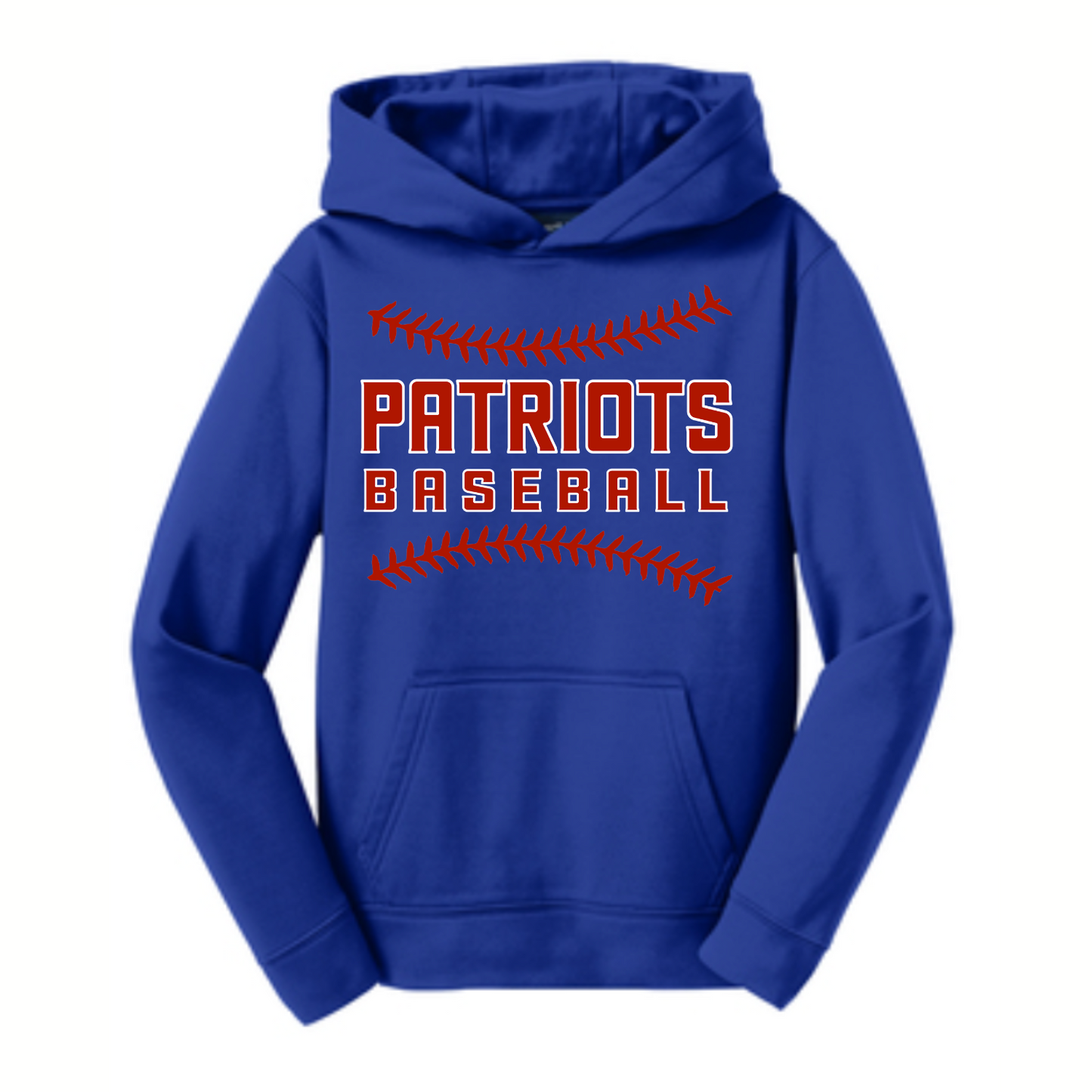 Patriots Baseball Stitching Adult Dri-Wick Hoodie