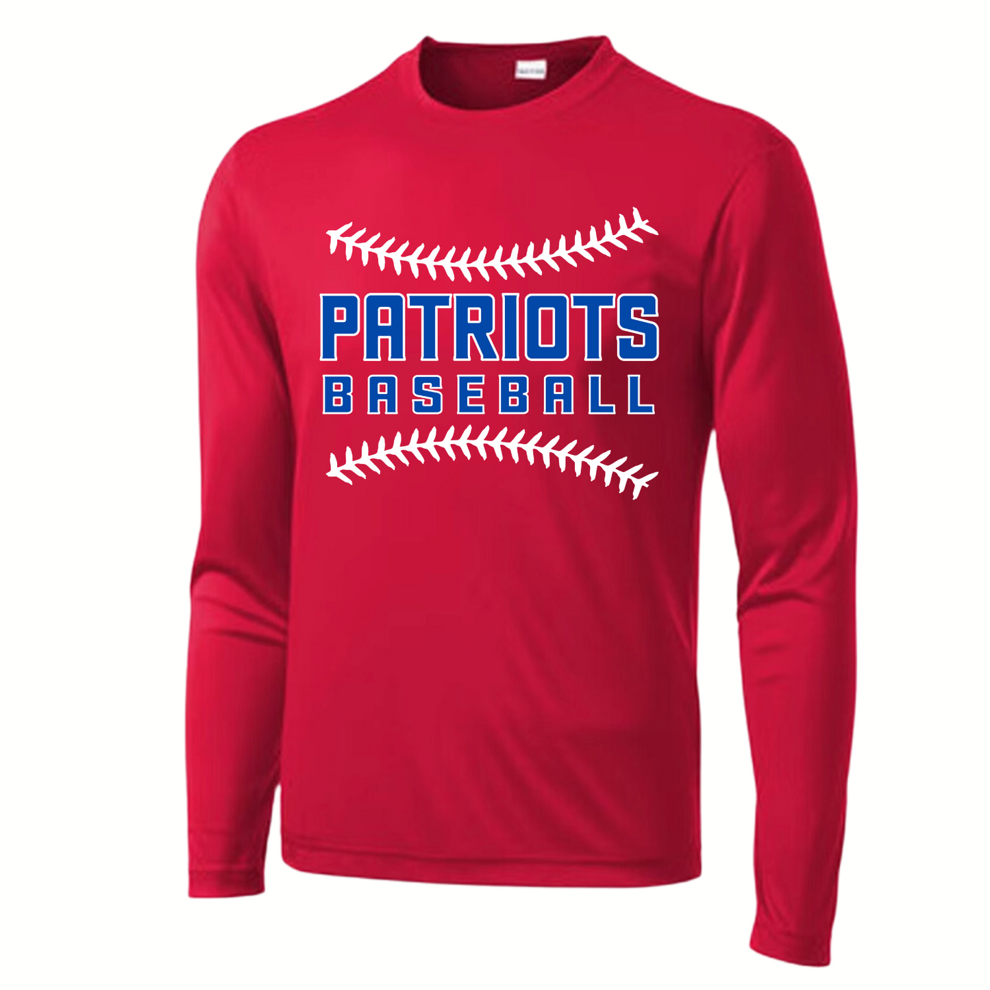 Patriots Baseball Stitching Adult Long Sleeve Dri-Wick Tee