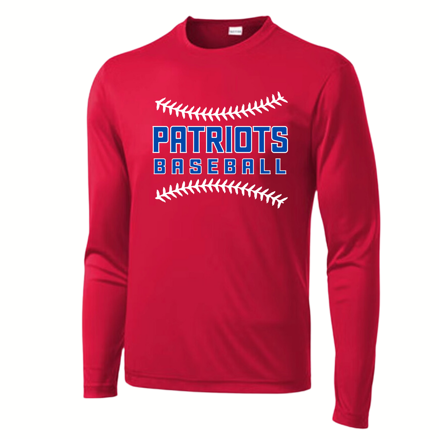 Patriots Baseball Stitching Adult Long Sleeve Dri-Wick Tee