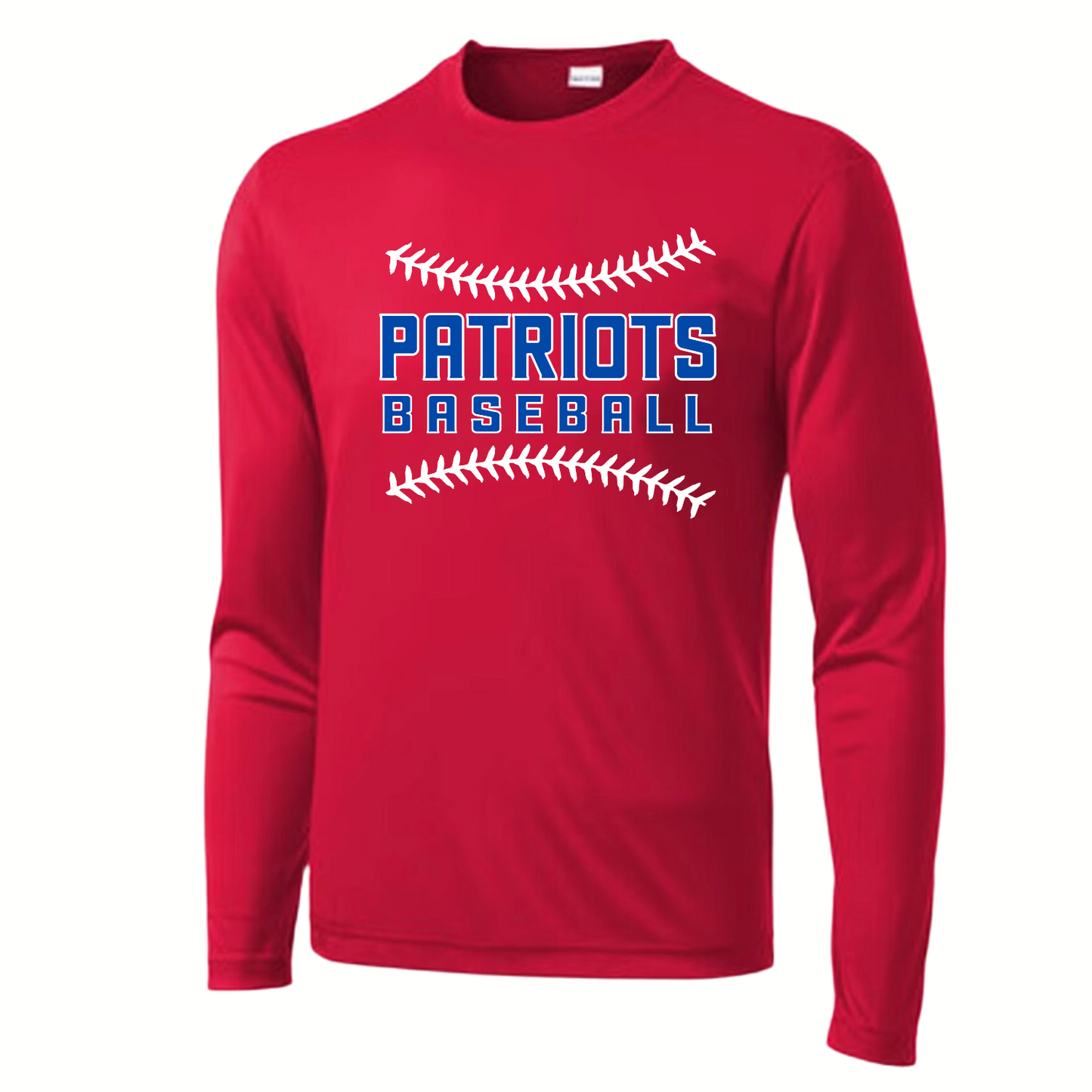 Patriots Baseball Stitching Youth Long Sleeve Dri-Wick Tee