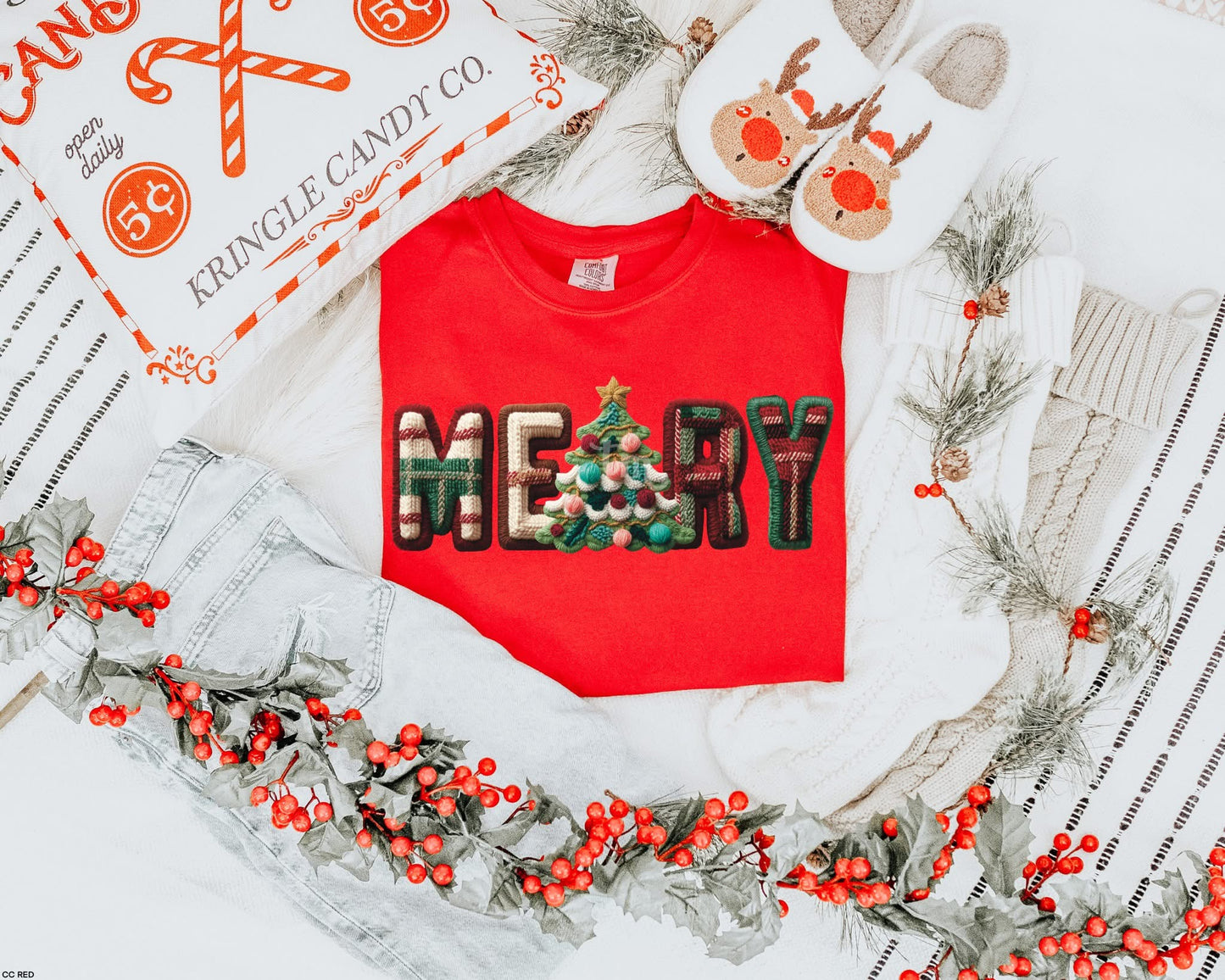 Merry Faux Embroidery Plaid Adult