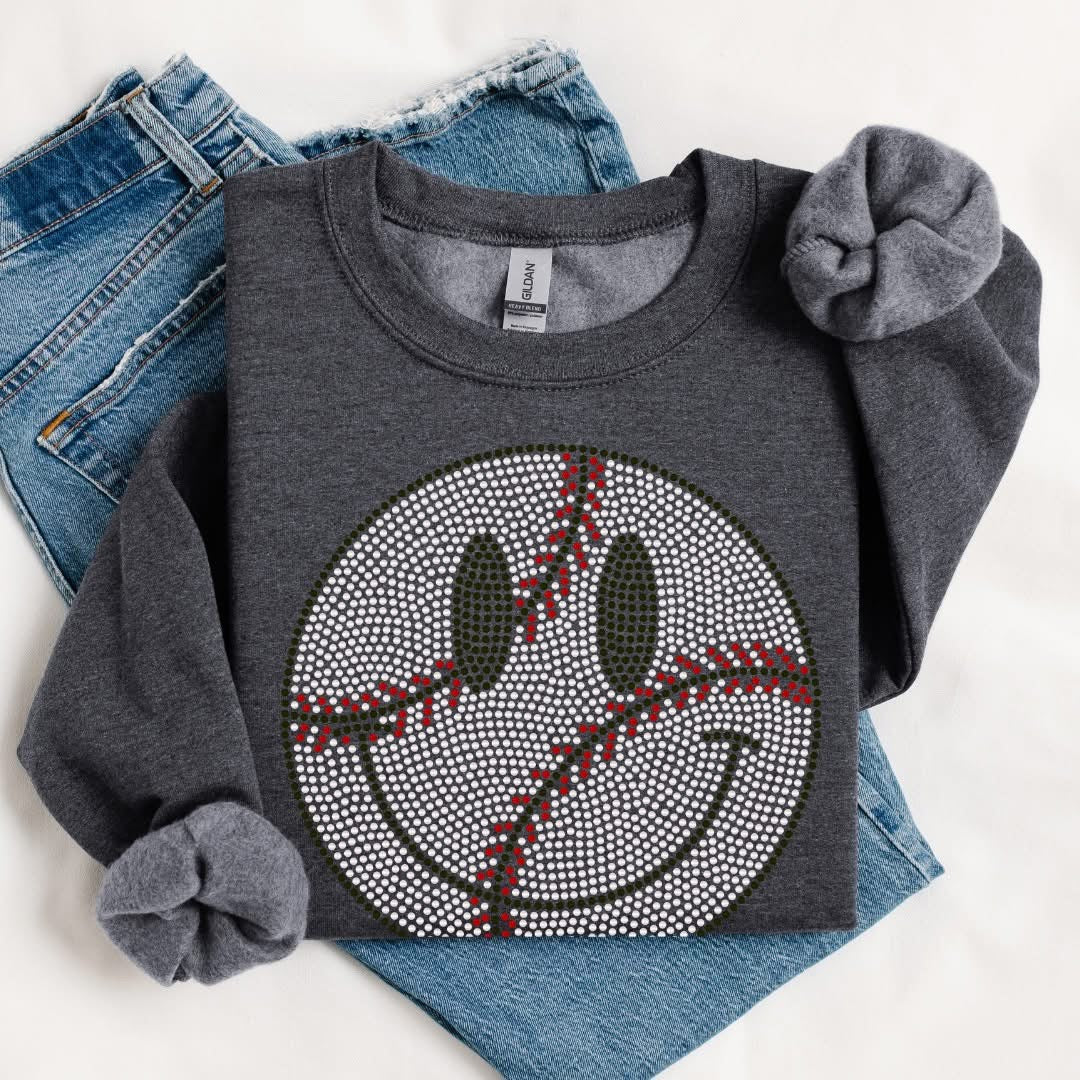 Baseball Happy Face Spangle Adult