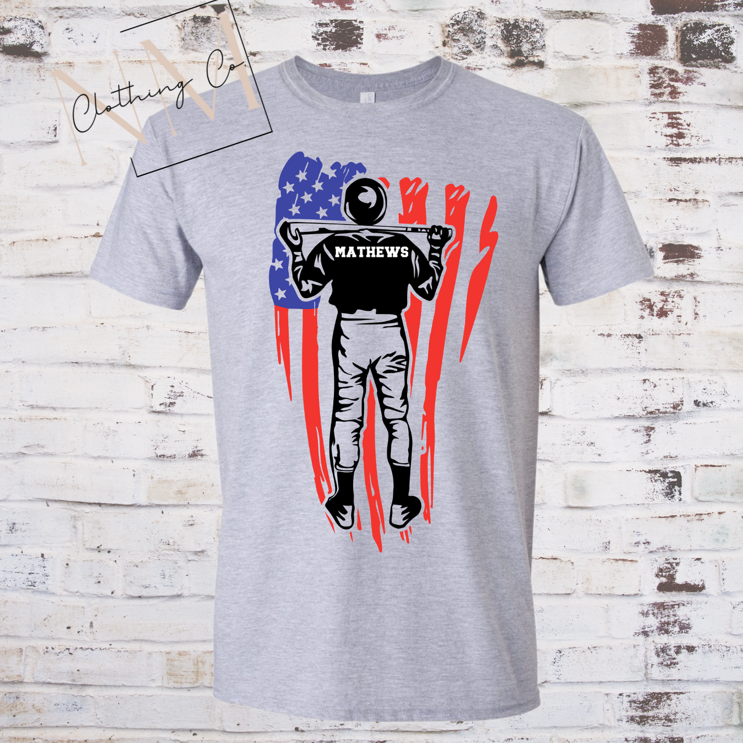 American Flag Baseball Silhouette Youth
