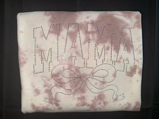 Mama Bow Rhinestone Tiedye Sweatshirt