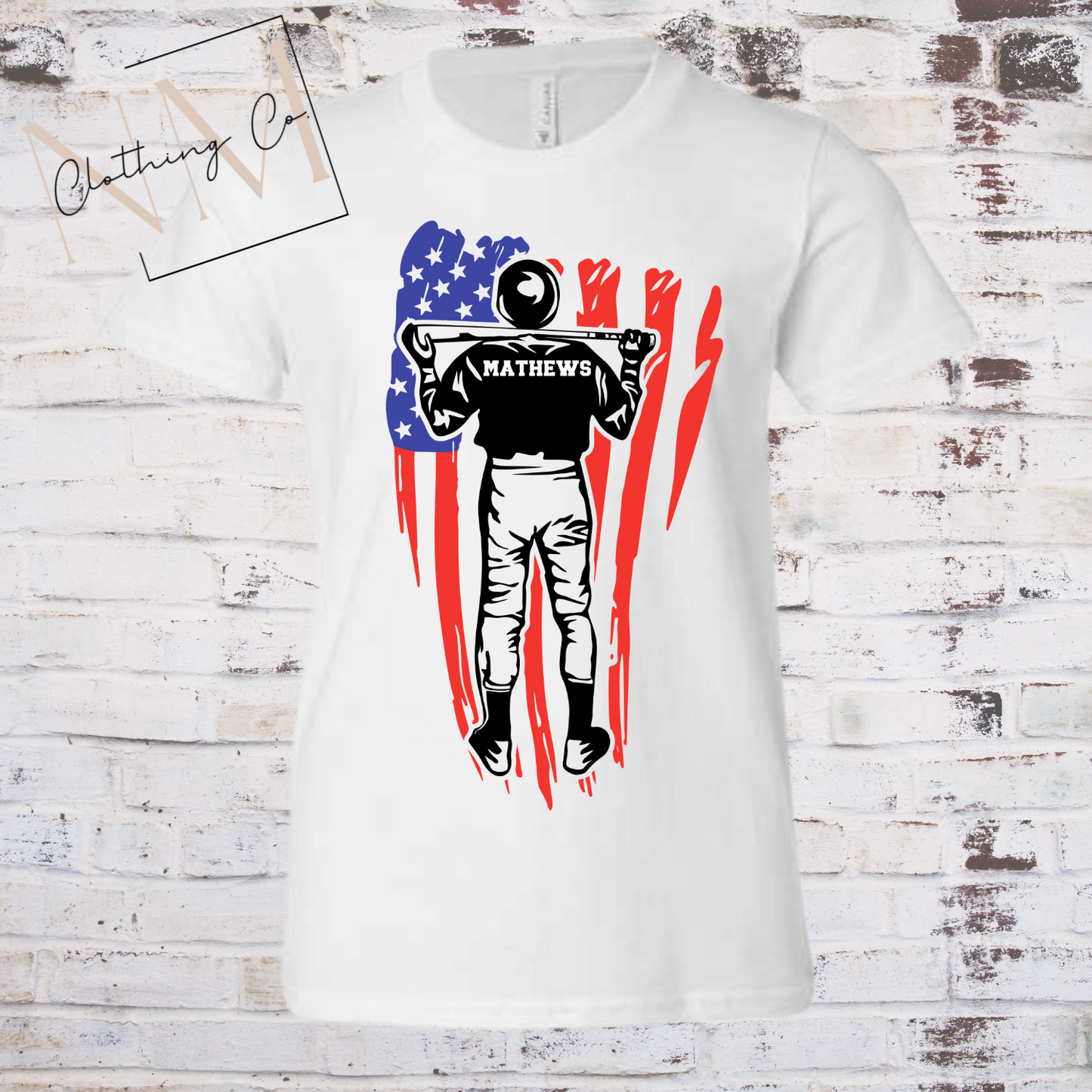 American Flag Baseball Silhouette Youth