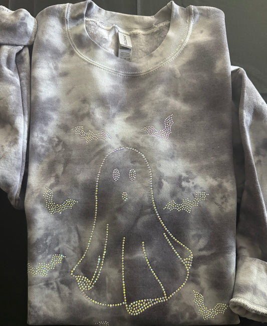 Ghost + Bats Rhinestone Tiedye Sweatshirt
