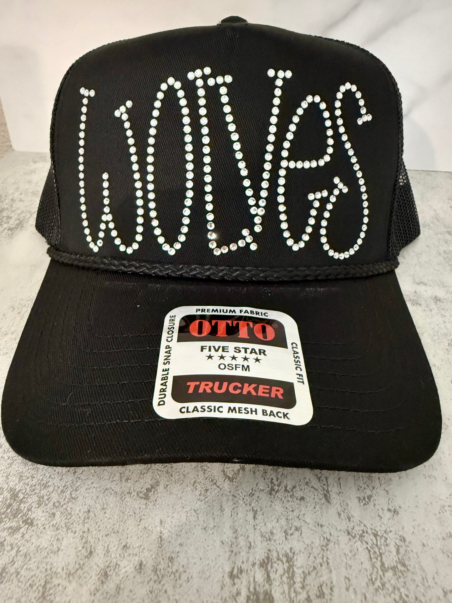 Wolves Rhinestone Trucker Hat