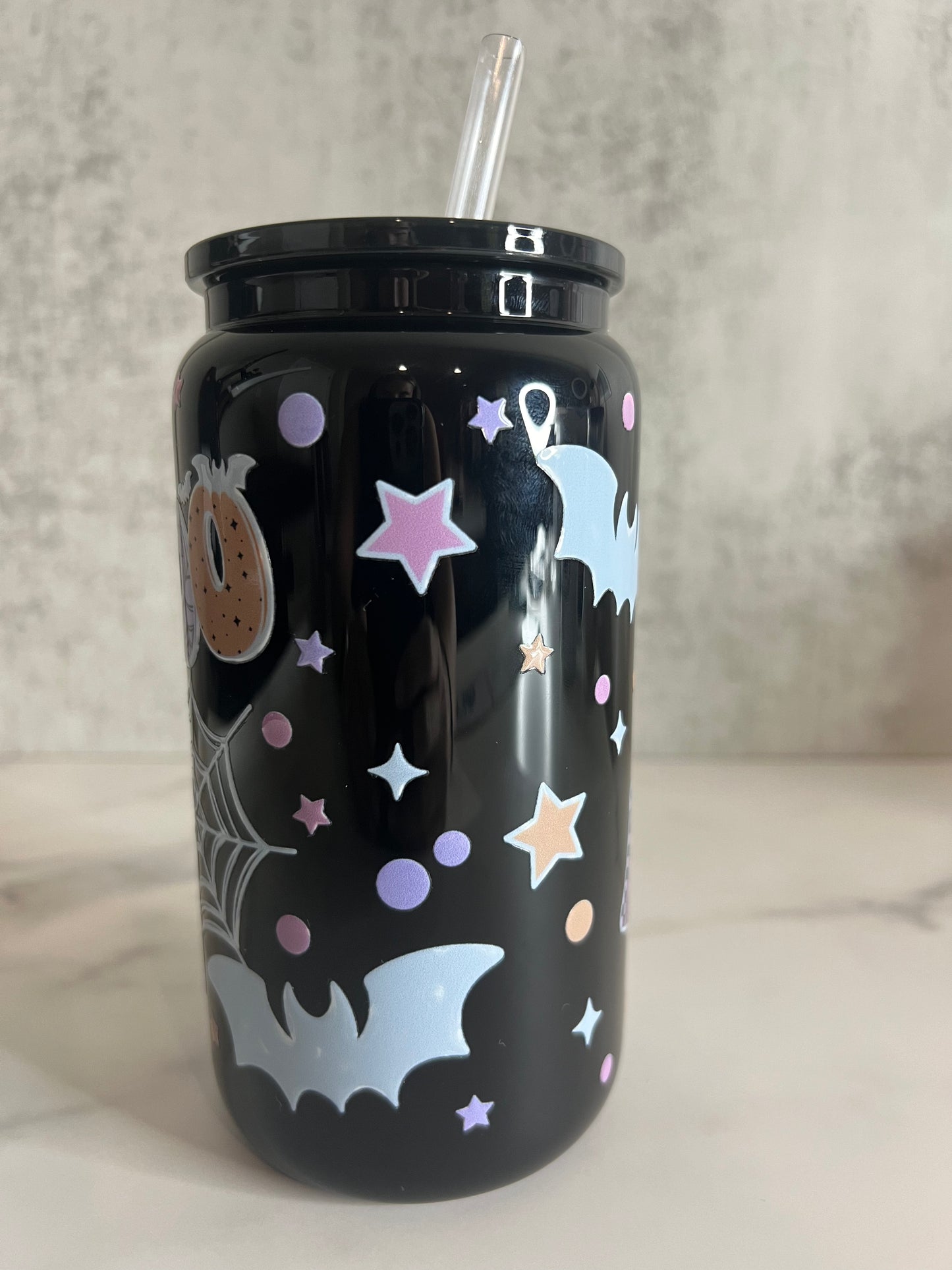 Boo Web Black Glass Can