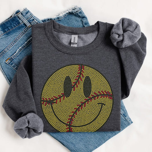 Softball Happy Face Spangle Adult