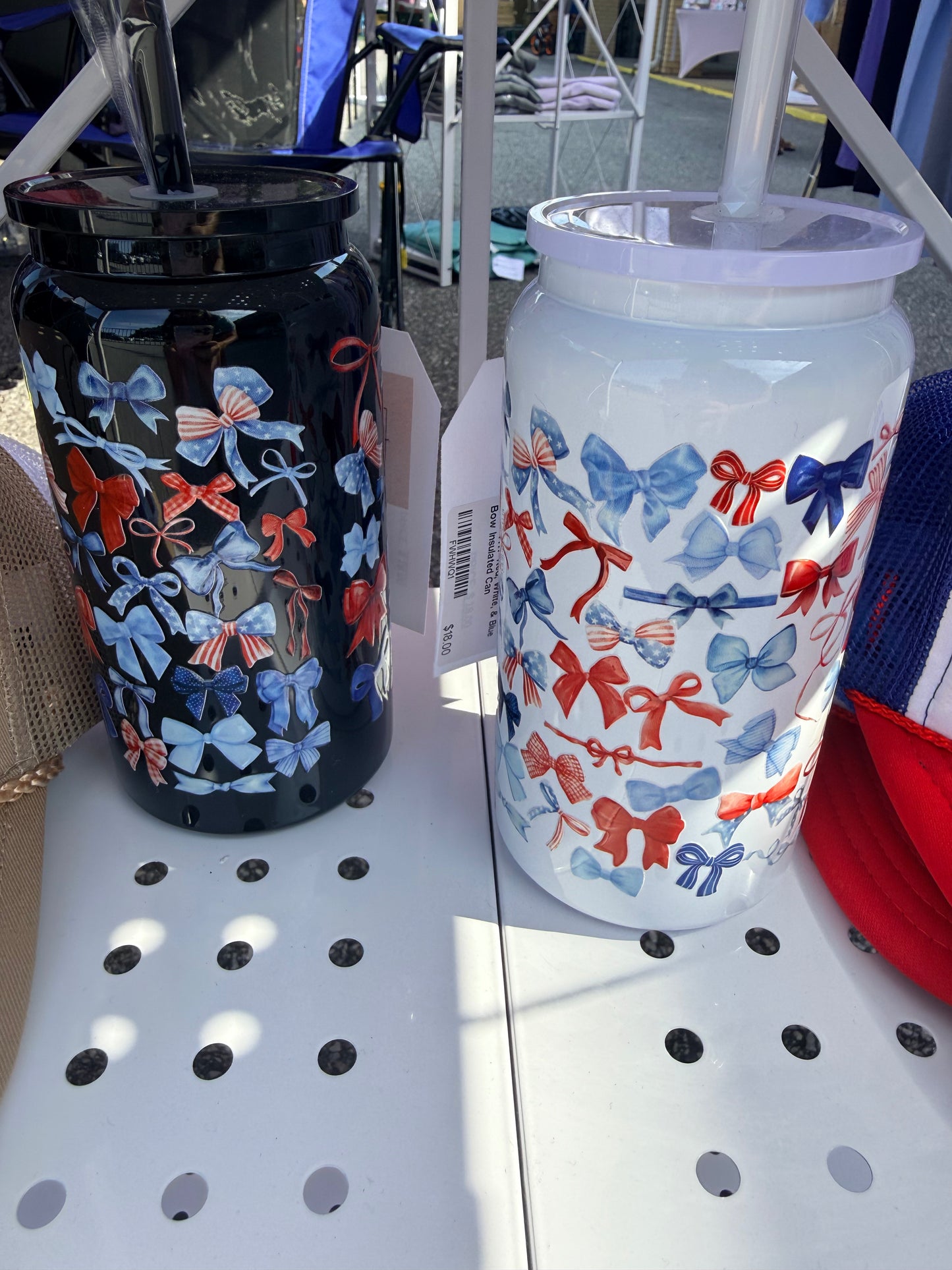 Patriotic Bows Stainless Steel Insulated Cans