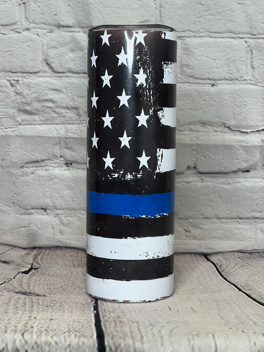 Distressed American Flag Blue Tumbler