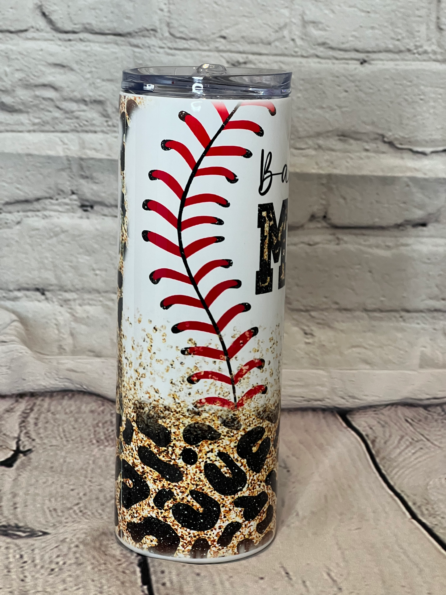 Baseball Mama Leopard Tumbler