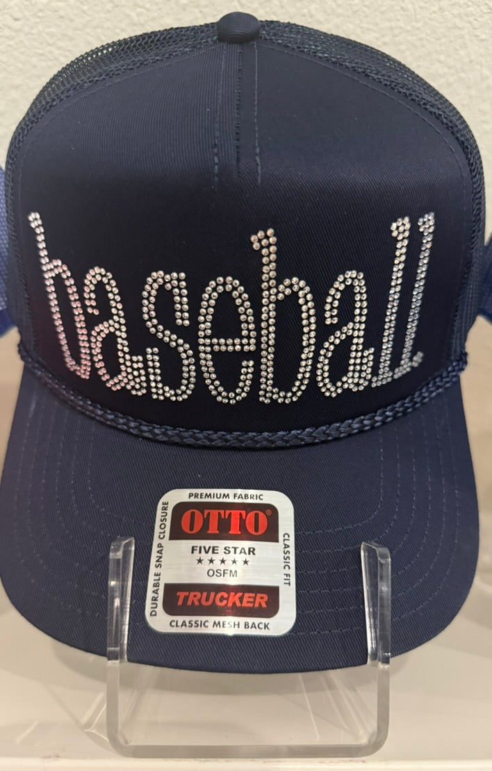 Baseball Rhinestone Trucker Hat