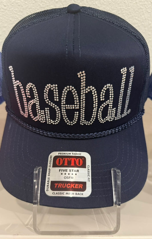 Baseball Rhinestone Trucker Hat