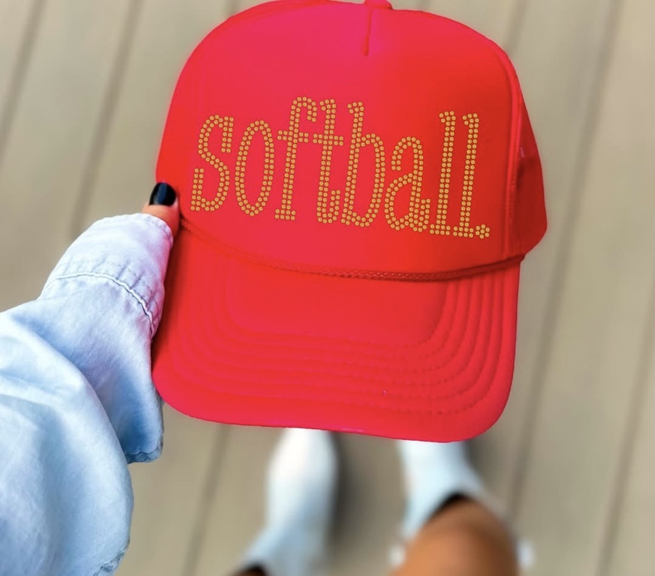 Softball Rhinestone Trucker Hat