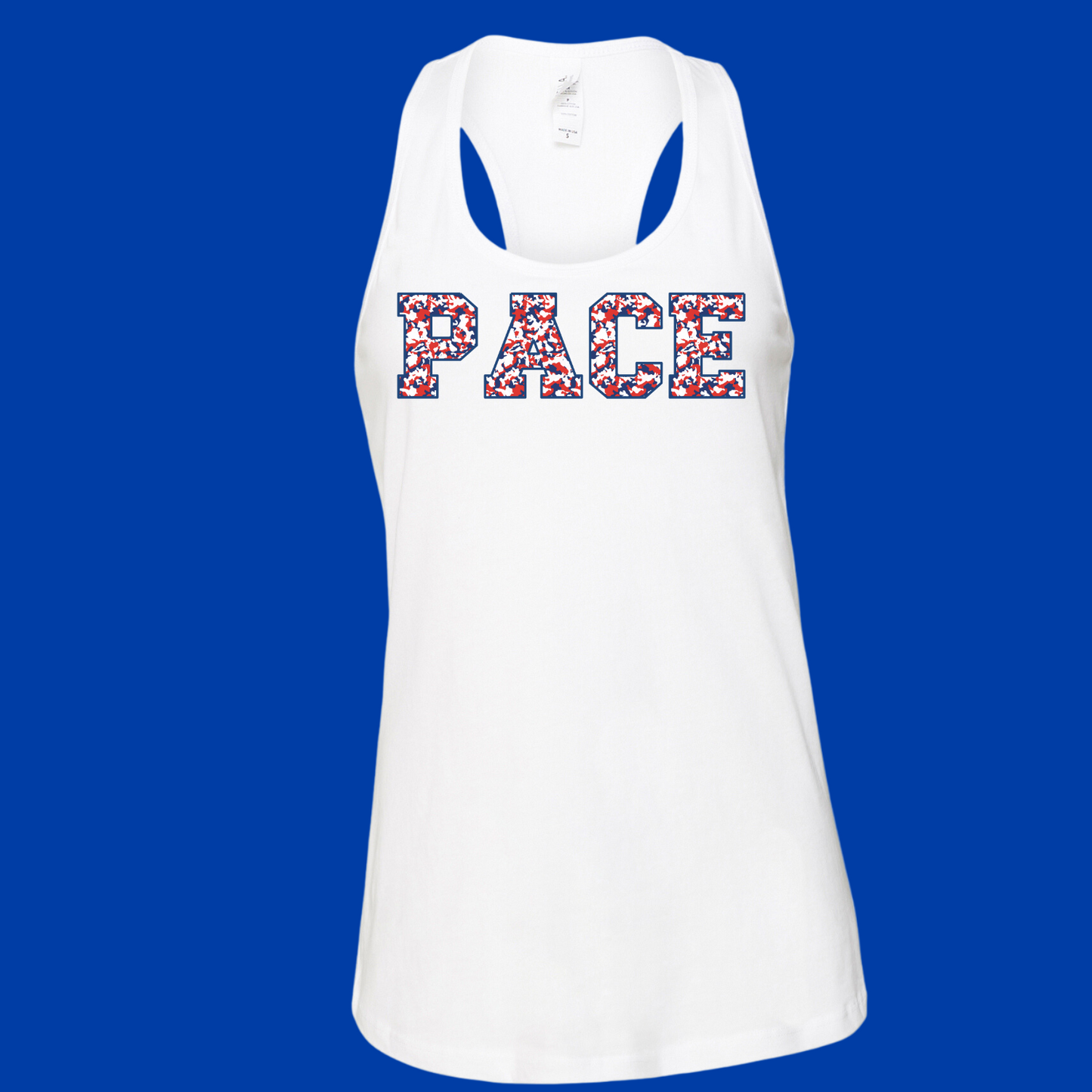 Pace Red + White + Blue Camo Racerback Tank