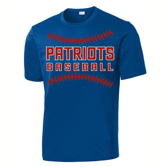 Patriots Baseball Stitching Youth Short Sleeve Dri-Wick Tee