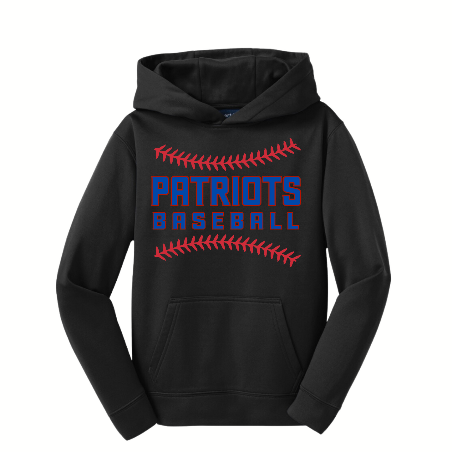 Patriots Baseball Stitching Youth Dri-Wick Hoodie