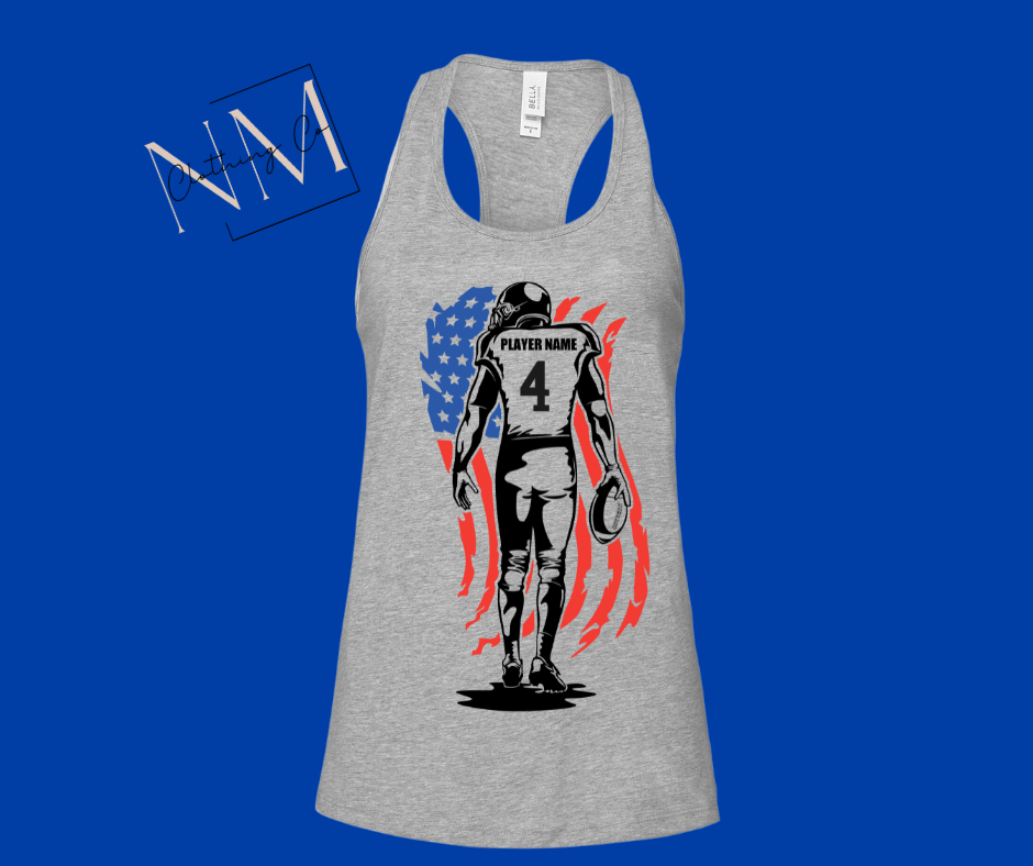 Football Player American Flag Racerback Tank