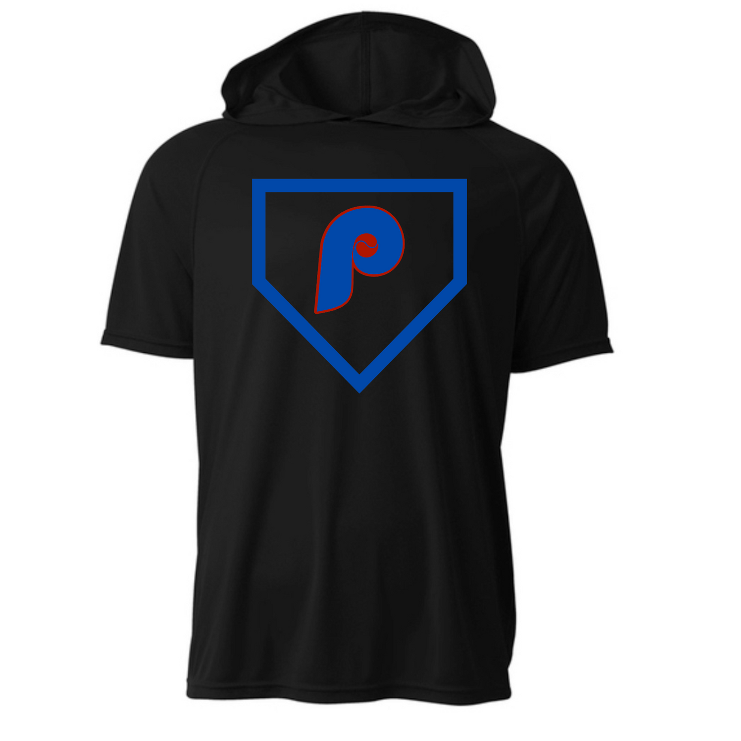 P Home Plate Dri-Wick Short Sleeve Hooded T-Shirt Adult