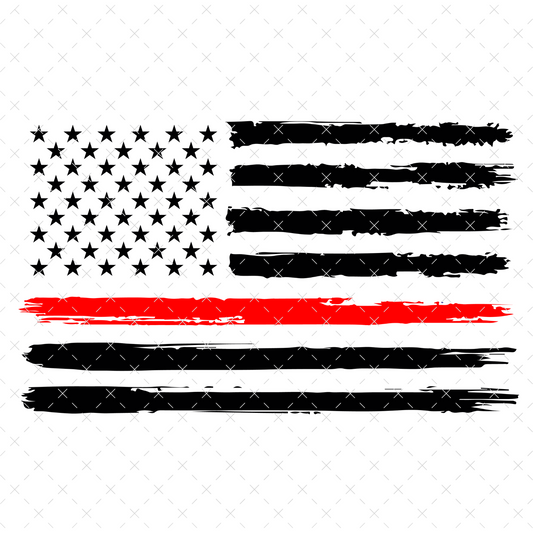 American Flag + Red Line - DTF Transfer