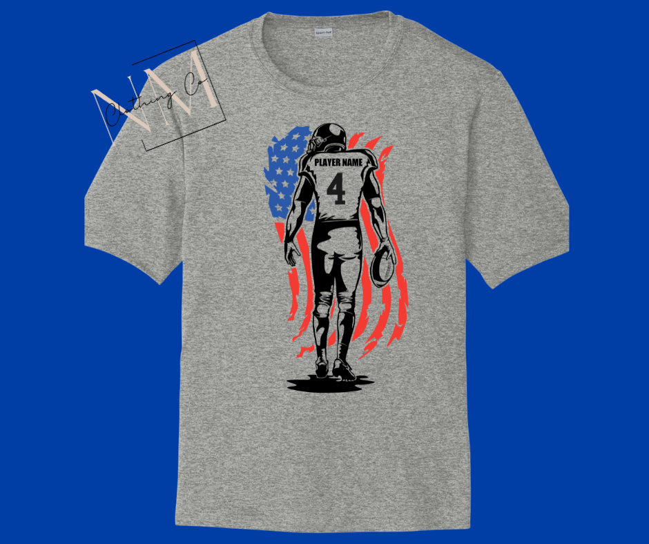 Football Player American Flag Tee Youth