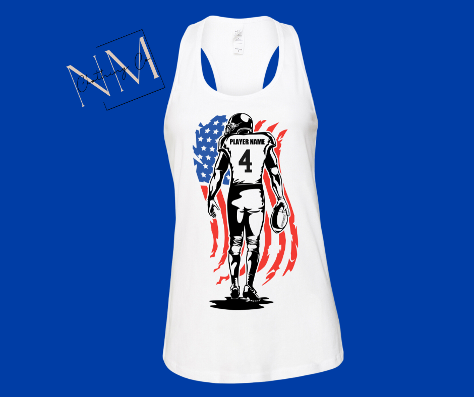 Football Player American Flag Racerback Tank