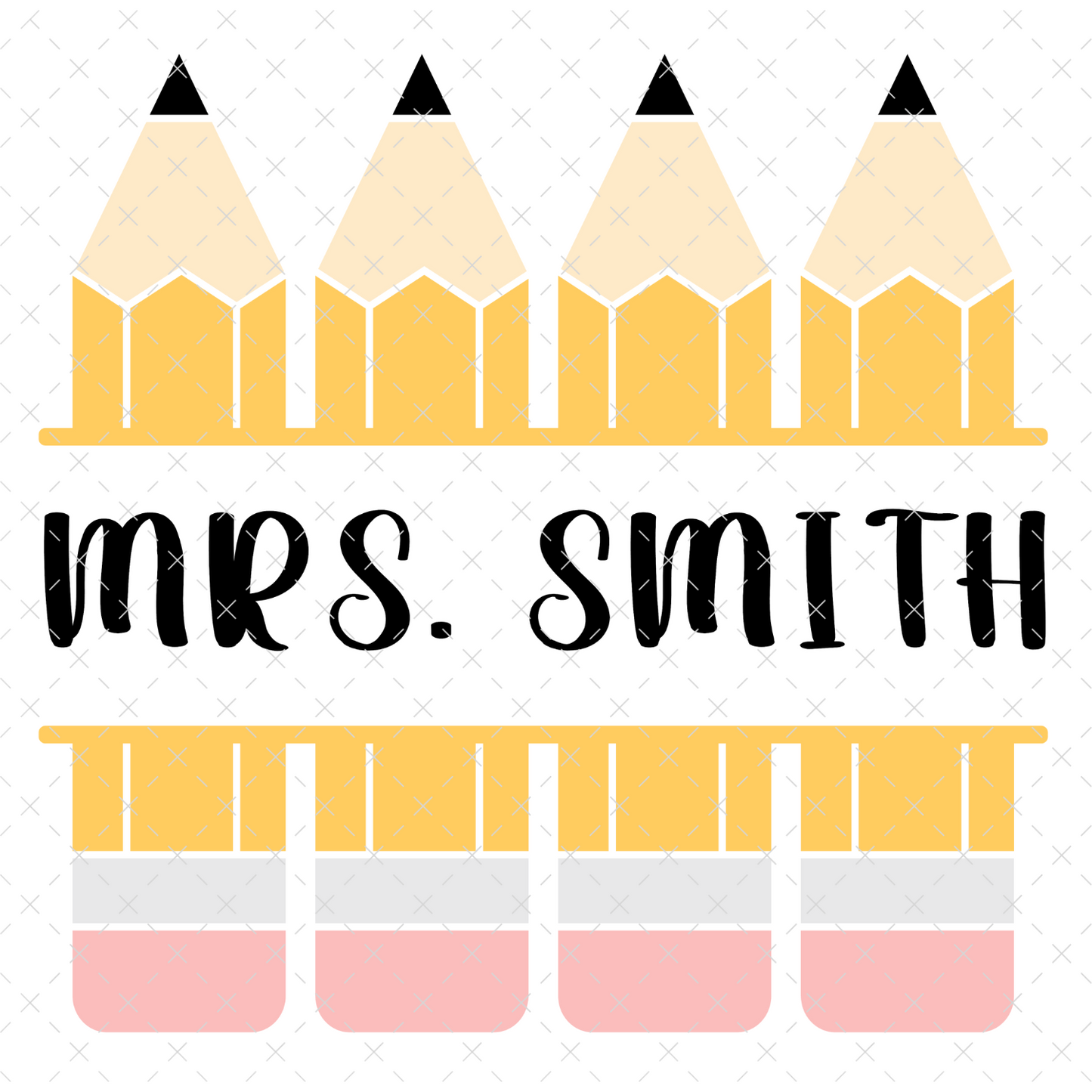 Teacher Pencil Monogram- Personalized DTF Transfer