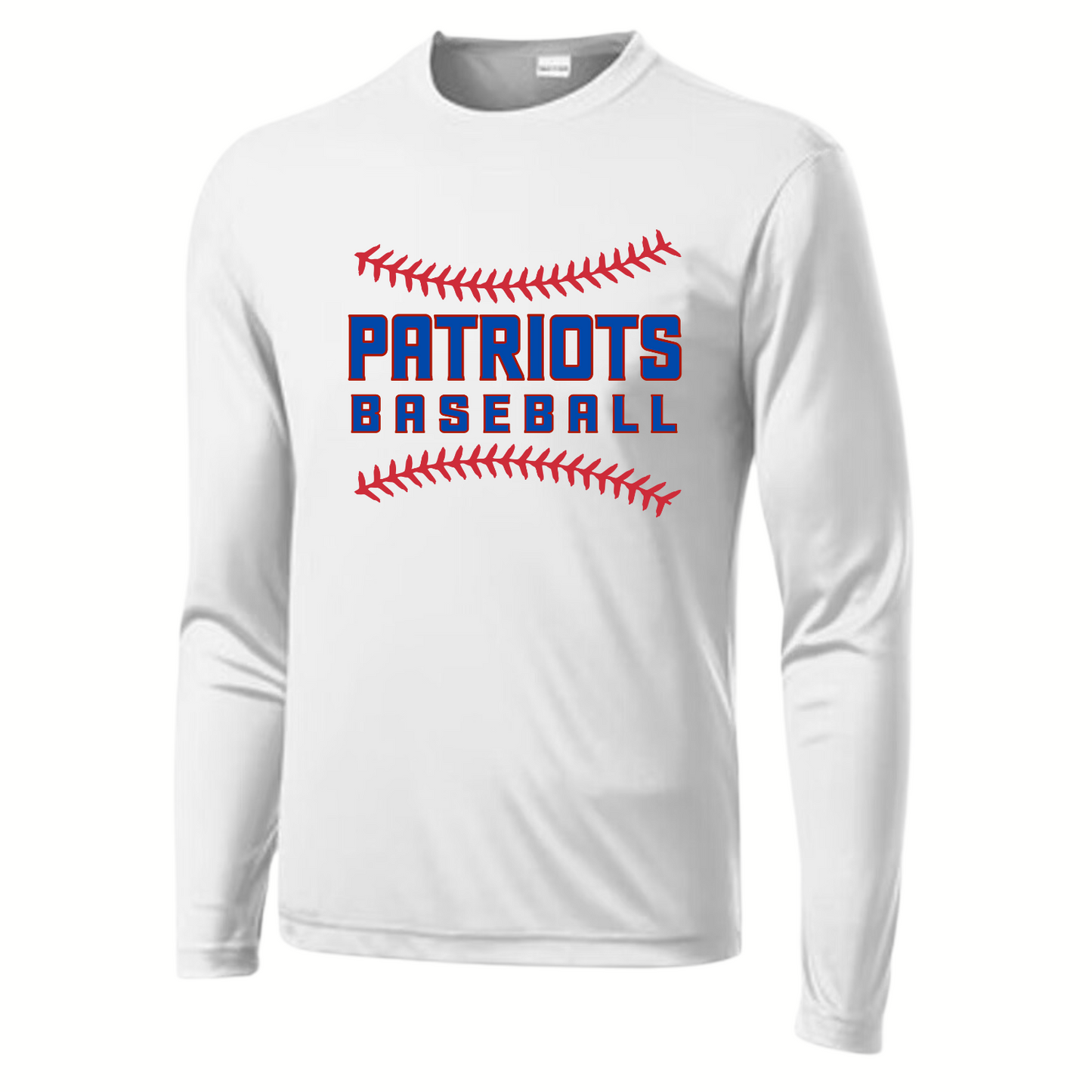 Patriots Baseball Stitching Youth Long Sleeve Dri-Wick Tee