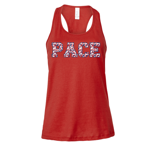 Pace Red + White + Blue Camo Racerback Tank