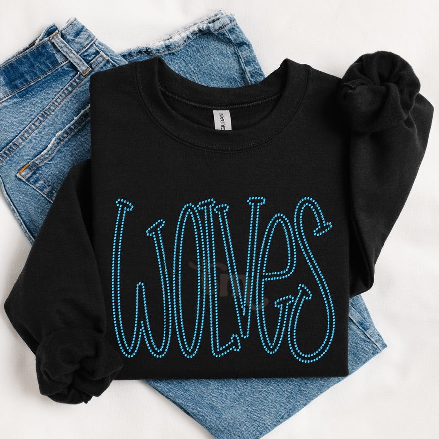 Wolves Hand Drawn Rhinestone