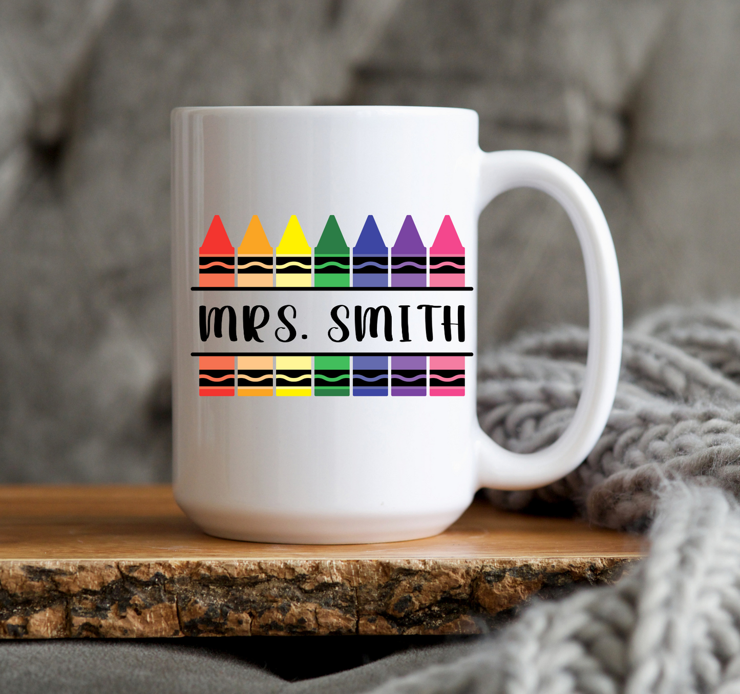 Teacher Crayon Monogram Mug