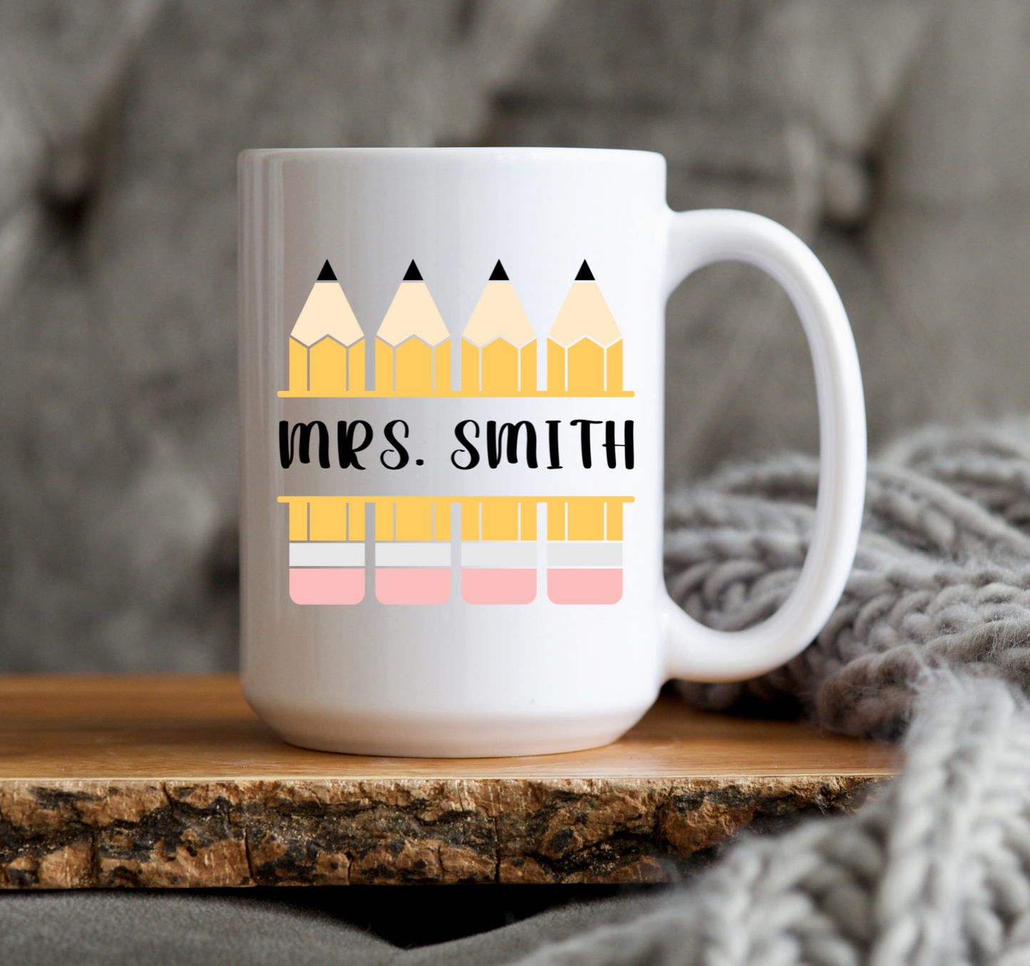 Teacher Pencil Monogram Mug