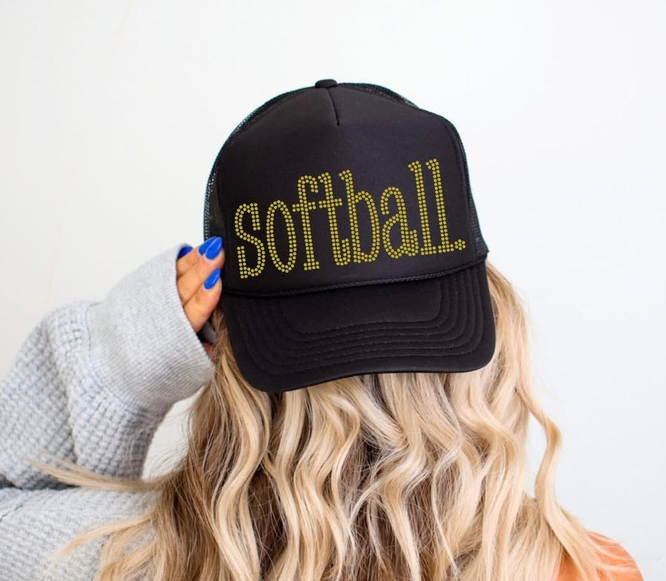 Softball Rhinestone Trucker Hat