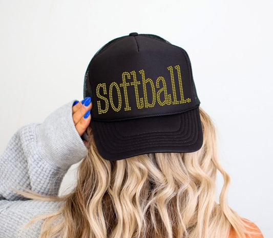 Softball Rhinestone Trucker Hat