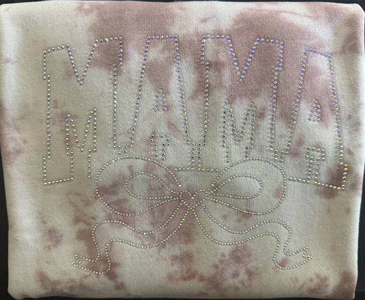 Mama Bow Rhinestone Tie-Dye Sweatshirt
